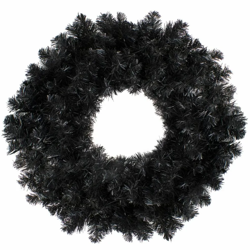 24" Black Unlit Colorado Spruce Artificial Halloween Wreath