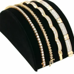 Black Velvet Bracelet Half Moon Display Ramp Stand 5"