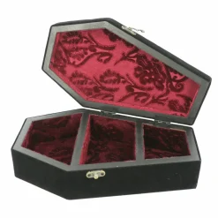 8" Black Velvet 3-Compartment Coffin Tabletop Box by Ashland®