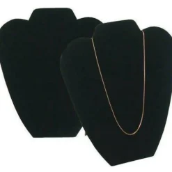 2 Black Velvet Necklace Chain Easel Bust Display 8 5/8"