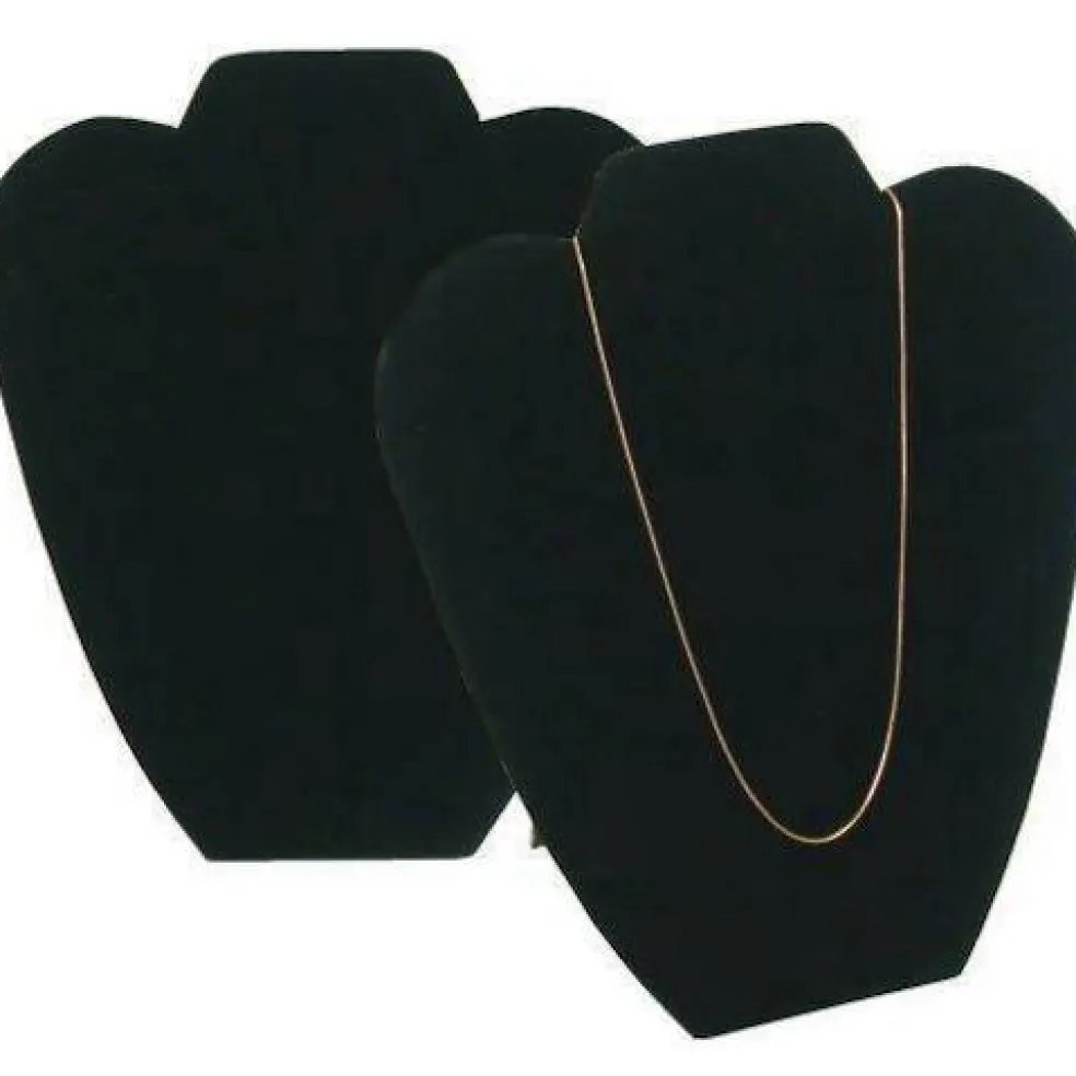 2 Black Velvet Necklace Chain Easel Bust Display 8 5/8"