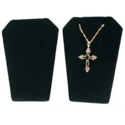 2 Black Velvet Necklace Pendant Chain Earring Display Stands