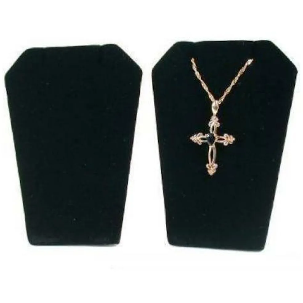 2 Black Velvet Necklace Pendant Chain Earring Display Stands