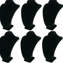 6 Black Velvet Necklace Pendant Busts Jewelry Displays Chain Showcases