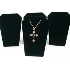 4 Black Velvet Necklace Pendant Chain Earring Display Stands