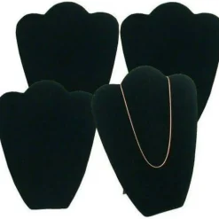 4 Black Velvet Padded Necklace Pendant Bust Showcase Displays 10 7/8"