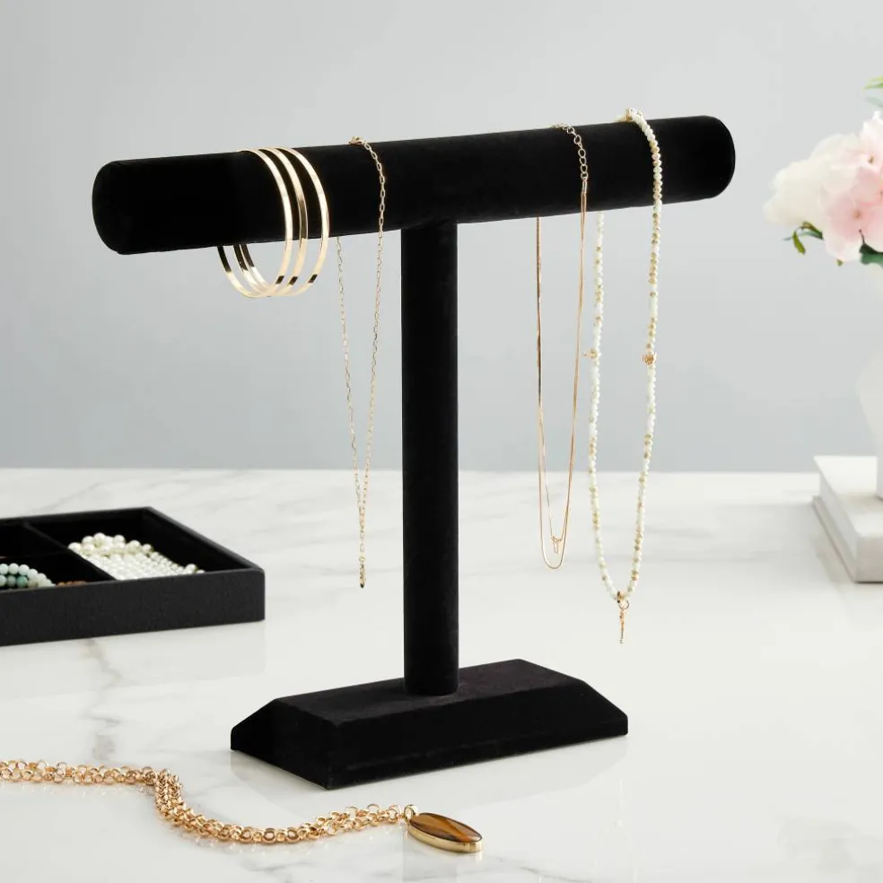12" Black Velvet Single Bar Jewelry Stand by Bead Landing™