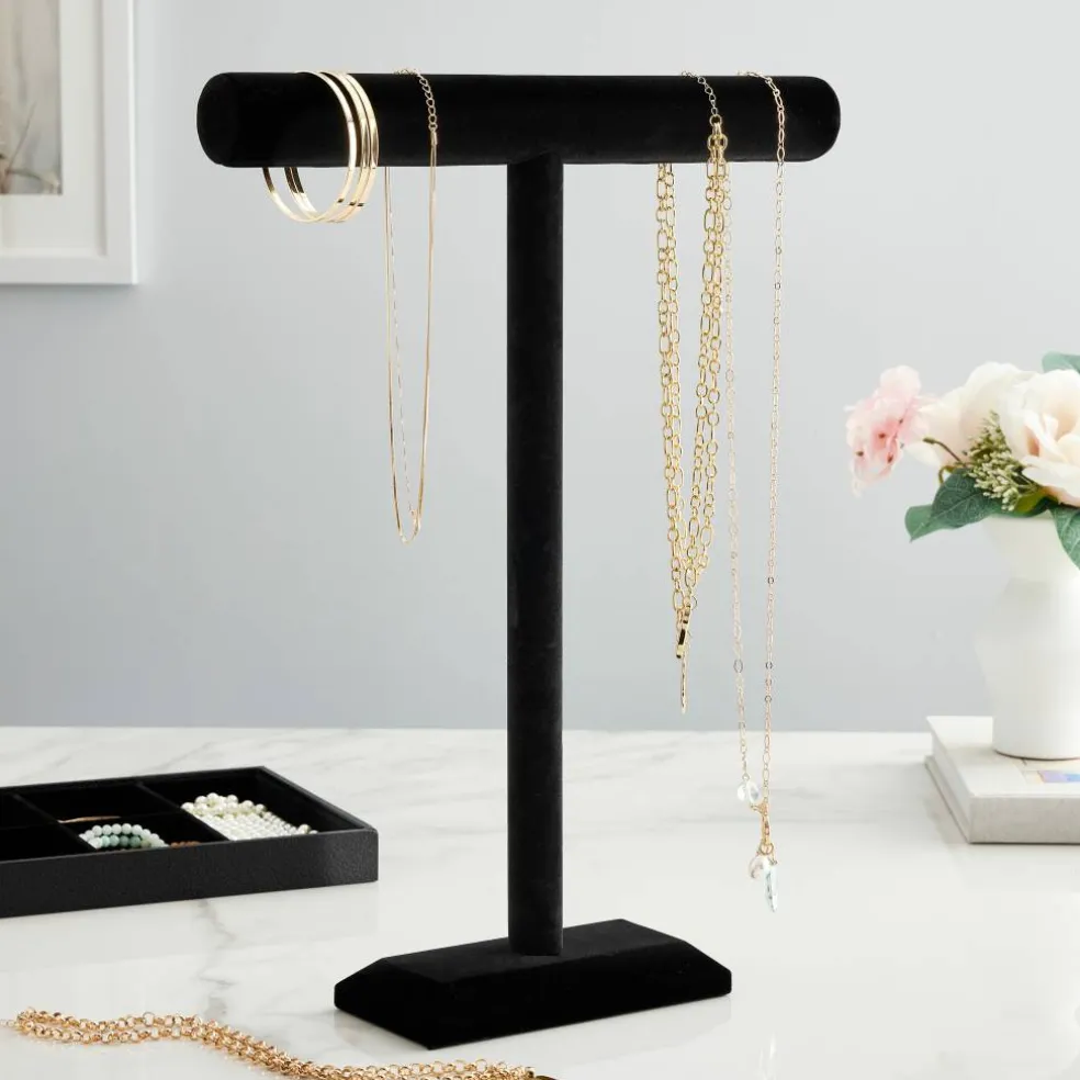 18" Black Velvet Single Bar Jewelry Stand by Bead Landing™
