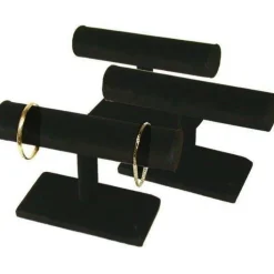 3 Black Velvet T-Bar Bracelet Watch Jewelry Displays
