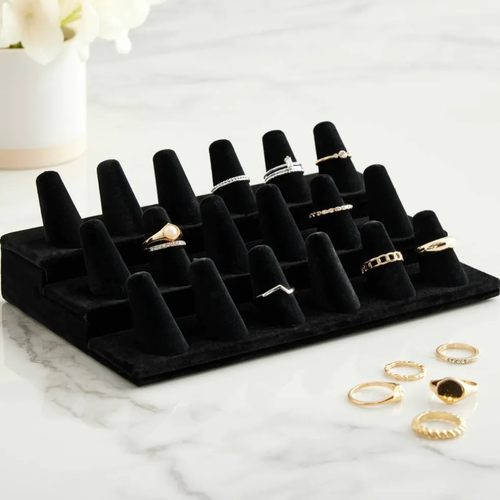 Black Velvet 3-Tier Ring Peg Display by Bead Landing™