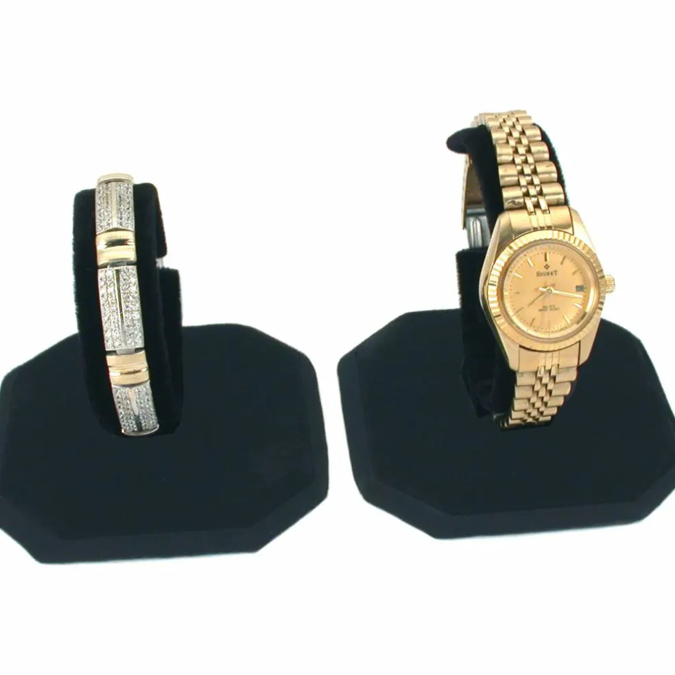 2 Black Velvet Watch Jewelry Bracelet Display Stands
