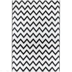 Black & White Chevron Rectangular Outdoor Area Rug, 4ft. x 6ft.