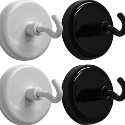Black & White Magnetic Hooks, Pack of 4