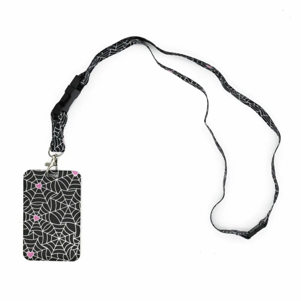 Black & White Spiderwebs Lanyard ID Holder by Creatology™