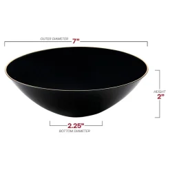 Black with Gold Rim Organic Round Disposable Plastic Soup Bowls - 16 oz. (120 Bowls)