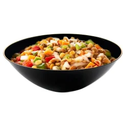 Black with Gold Rim Organic Round Disposable Plastic Soup Bowls - 16 oz. (120 Bowls)