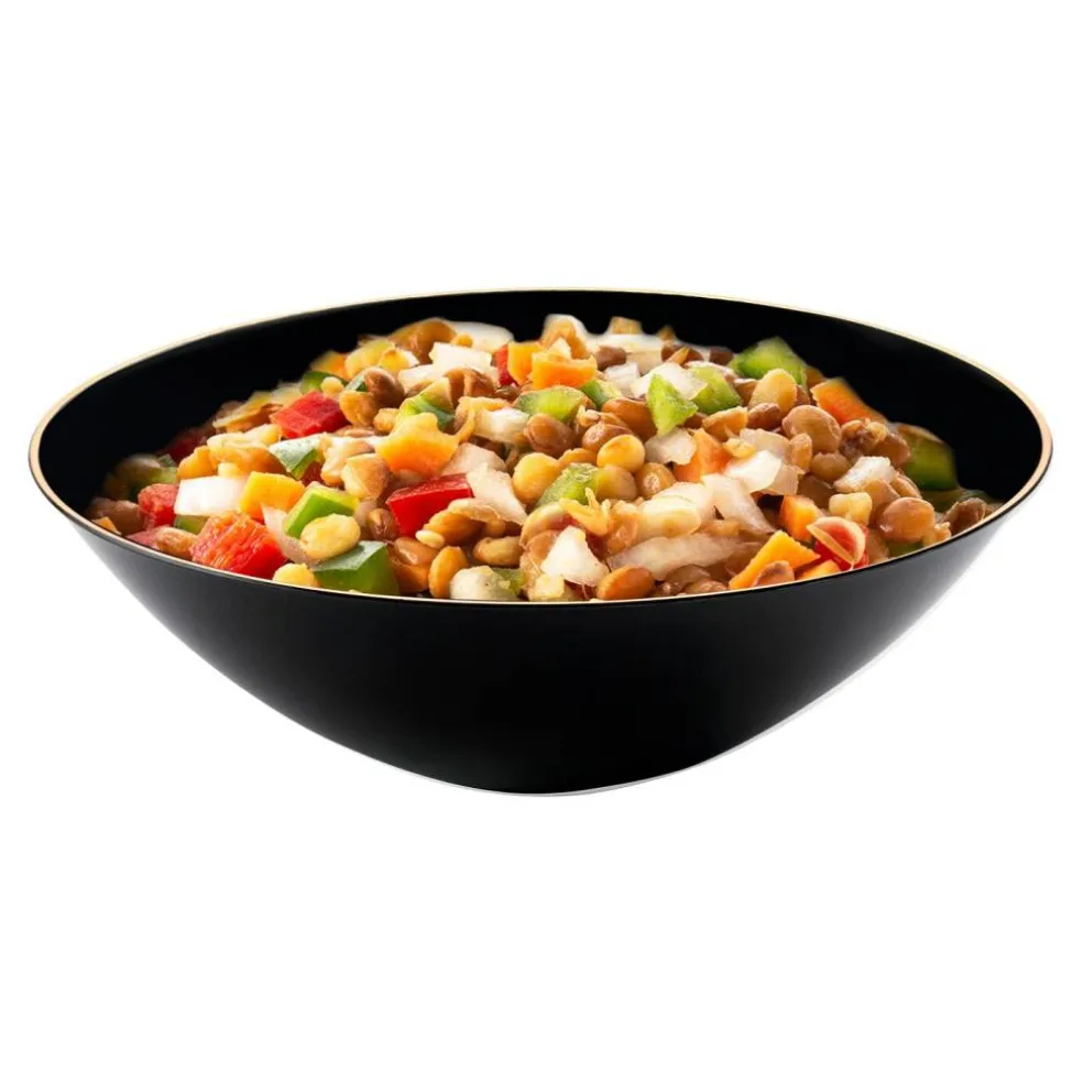 Black with Gold Rim Organic Round Disposable Plastic Soup Bowls - 16 oz. (120 Bowls)