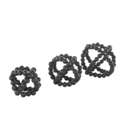 Black Wood Beaded Orbs Set