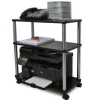Black Wood Stainless Steel 3-Shelf Mobile Printer Stand with Casters