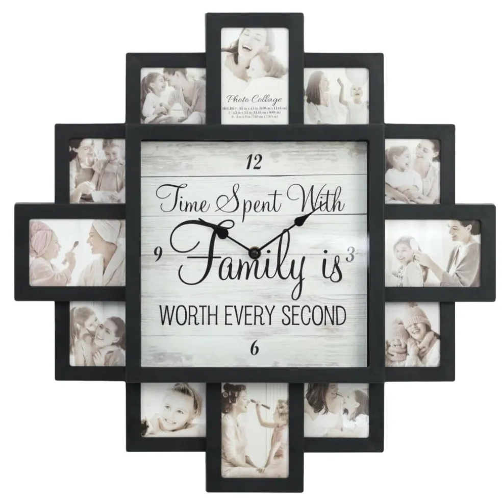 Black "Worth Every Second" Picture Frame Wall Collage Clock