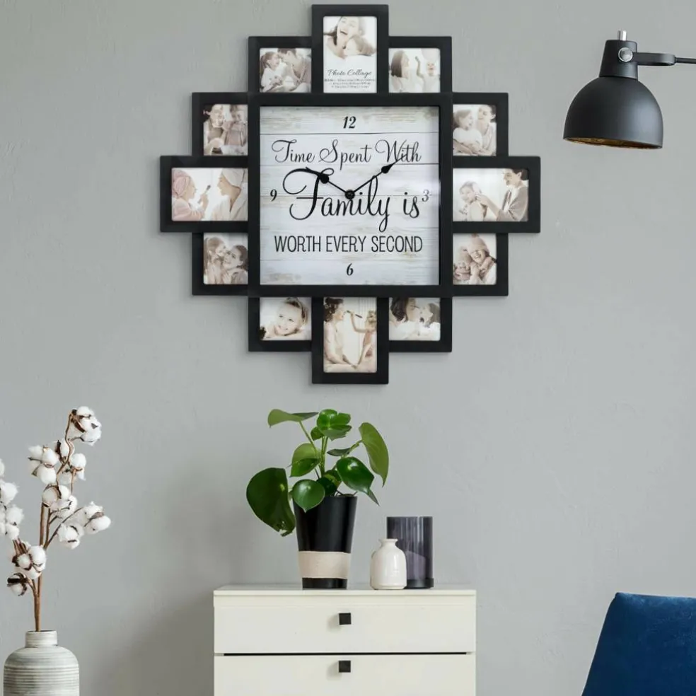 Black "Worth Every Second" Picture Frame Wall Collage Clock