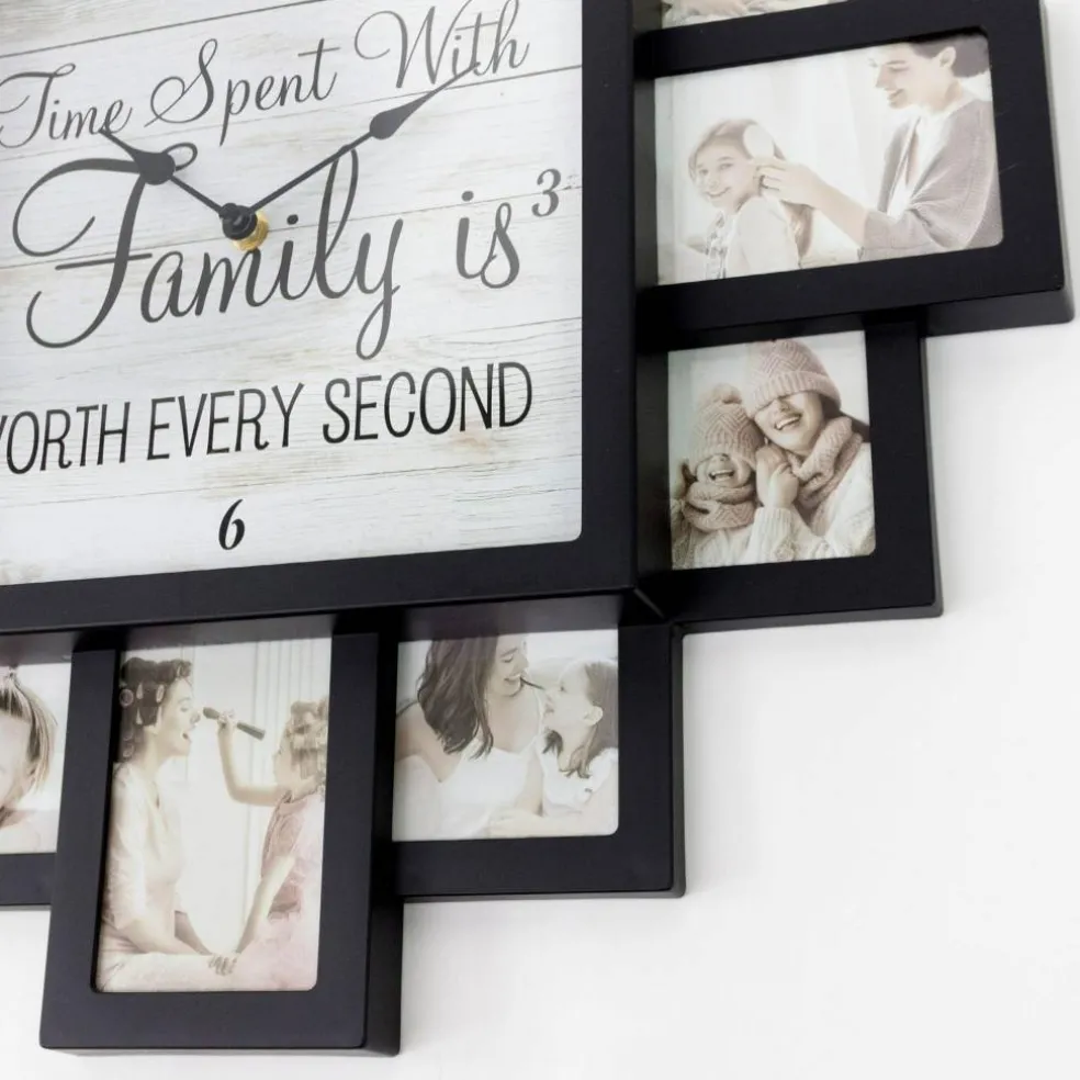 Black "Worth Every Second" Picture Frame Wall Collage Clock