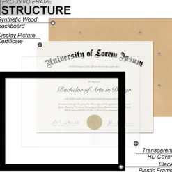 Black 8.5 x 11 Frame Display 8.5 by 11 Document Certificate Diploma Wall and Tabletop - 1 Pack