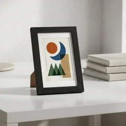 Black 5x7 Picture Frame with Mat for 4x6 Photo, MDF Wood Gallery Wall Frame with Shatter-Resistant Plexiglass for Tabletop Display, Graduation & Gift Decor Frame