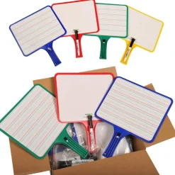 Blank/Lined 2-Sided Rectangular Dry Erase Paddles with Markers, Set of 10