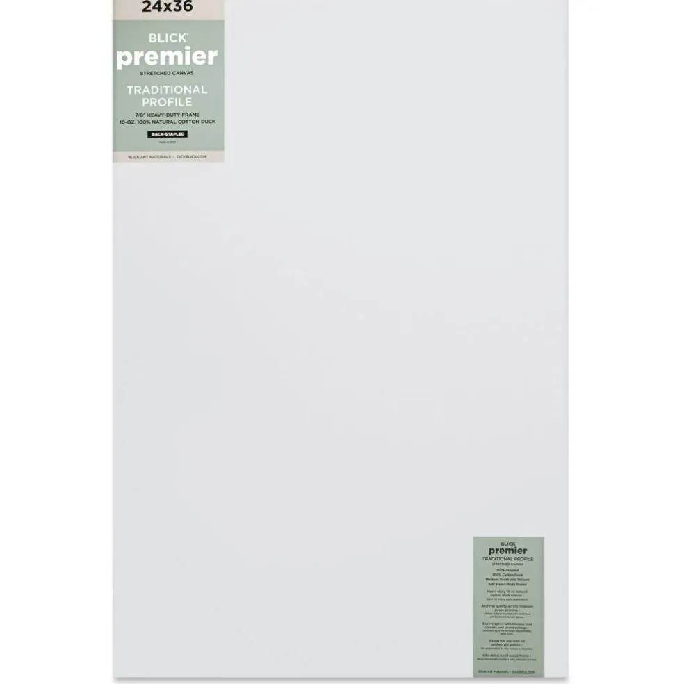 Blick Premier Stretched Cotton Canvas - Traditional Profile, Back-Stapled, 24" x 36"