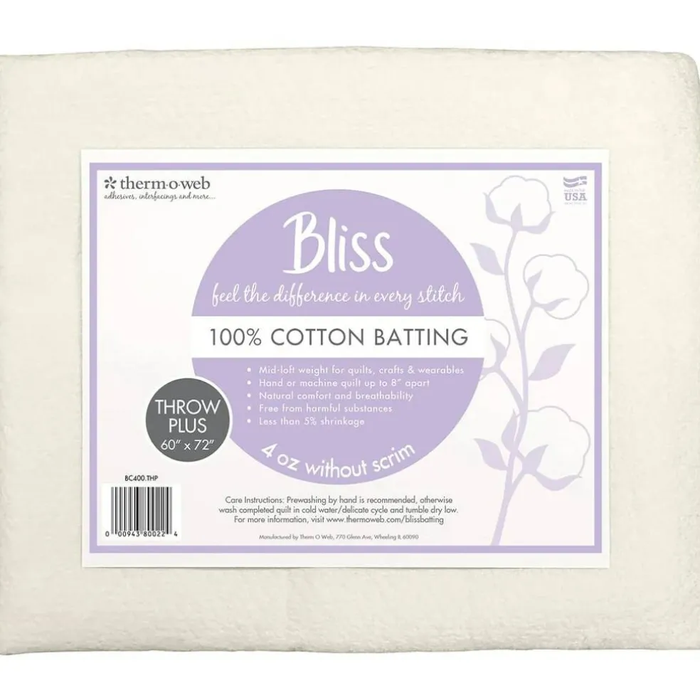 Bliss 100% Cotton Mid-Loft Quilt Batting, Multiple Sizes