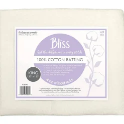 Bliss 100% Cotton Mid-Loft Quilt Batting, Multiple Sizes