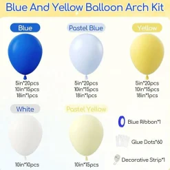 Blue and Yellow Balloon Arch Kit, 133PCS Lemon Balloon Garland Set with Pastel Blue, Yellow & White Latex Balloons for Bridal Shower, Baby Shower, Birthday & Lemon Theme Party Decorations