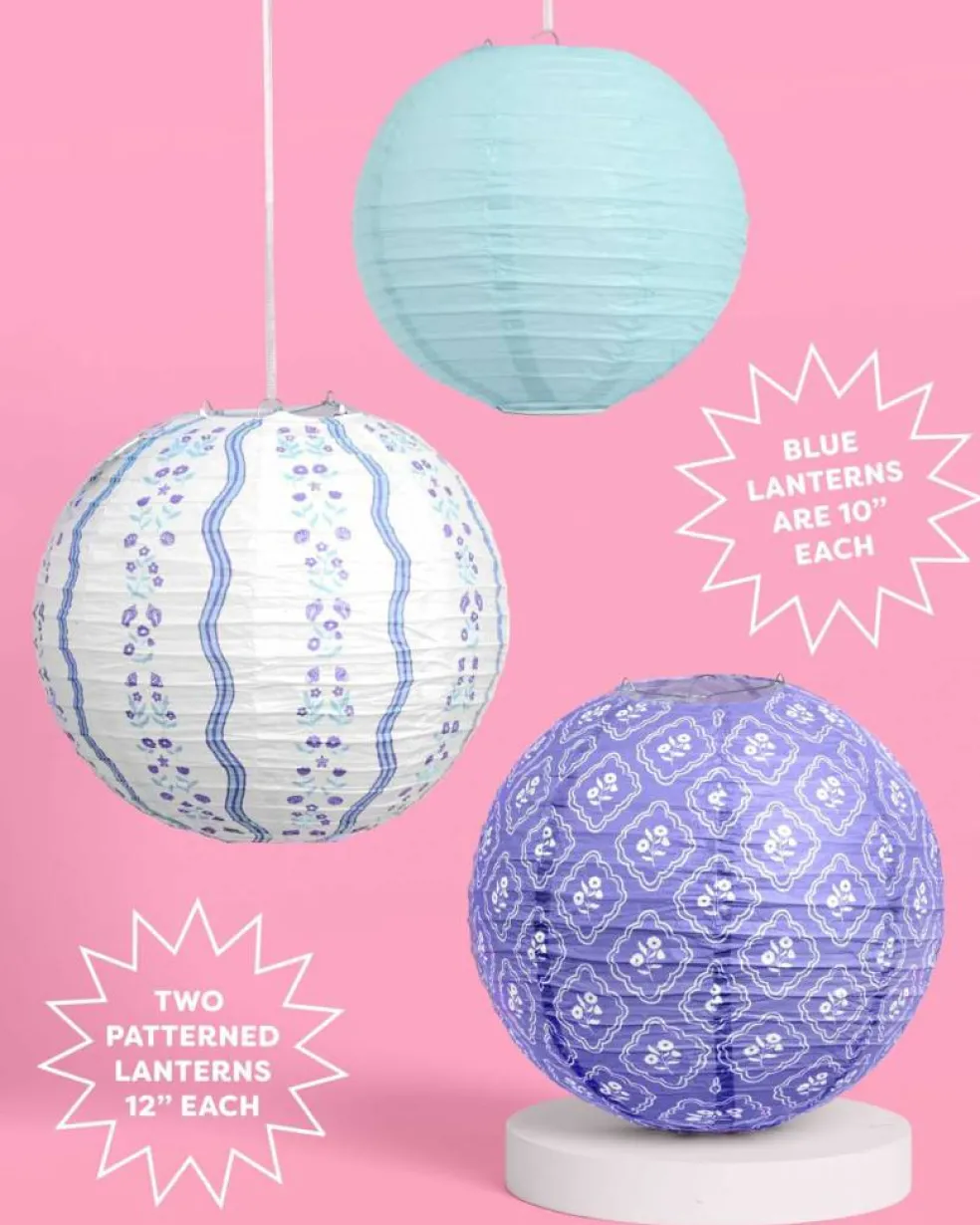 Blue Coastal Paper Lanterns - 6 pcs.