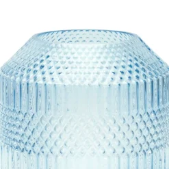 Blue Diamond Pattern Glass Vase or Candle Holder