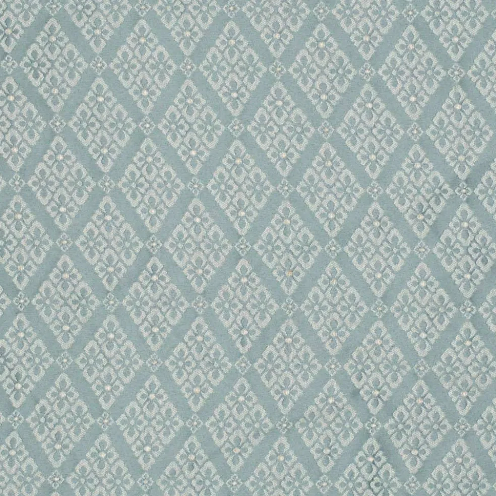 Blue Fade Resistant Diamond Woven Pattern Upholstery Fabric by The Yard - SKU: Waverly Azure
