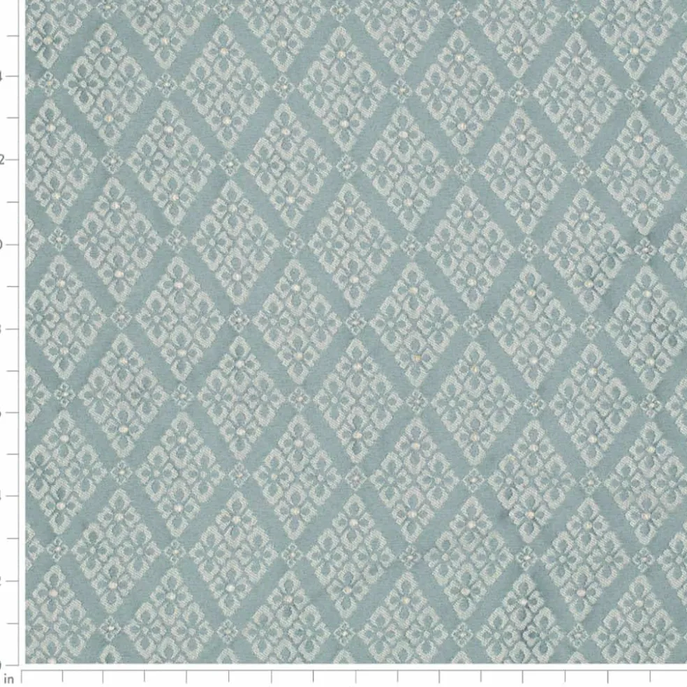 Blue Fade Resistant Diamond Woven Pattern Upholstery Fabric by The Yard - SKU: Waverly Azure