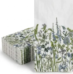 Blue Fields Disposable Guest Towel/Cocktail Napkin, Airlaid Buffet Linen-Feel Luxury Napkins for Buffet, Bathroom, Party & Home Use