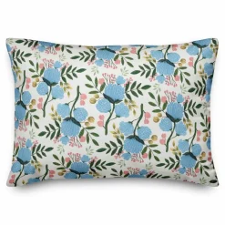 Blue Flowers Throw Pillow