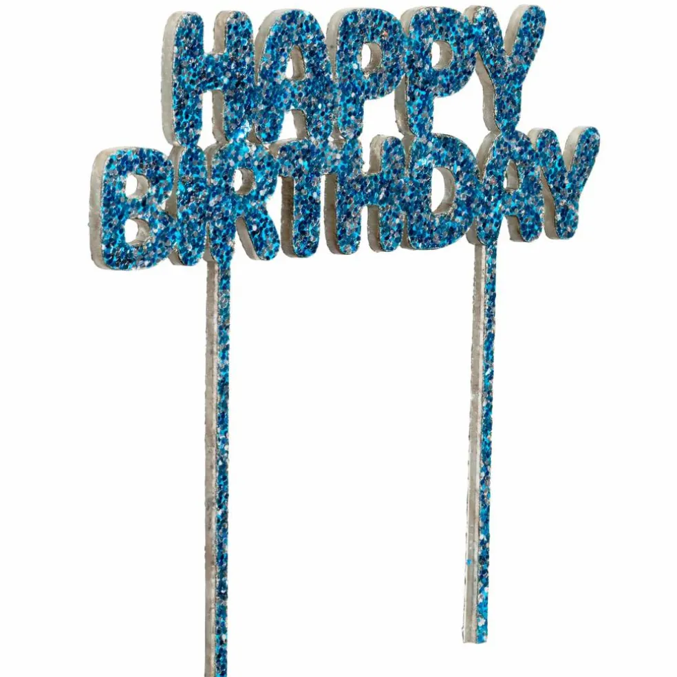 Blue Glitter Happy Birthday Cake Topper by Celebrate It™