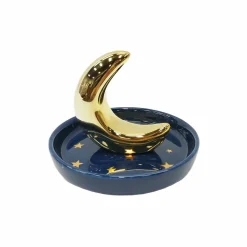5" Blue & Gold Moon & Stars Ceramic Trinket Tray by Ashland®