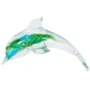 Blue/Green Swirl Core Dolphin Figure Coastal Beach House Decor Decoration