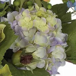 14" Blue Hydrangea Centerpiece in White Ceramic Bowl