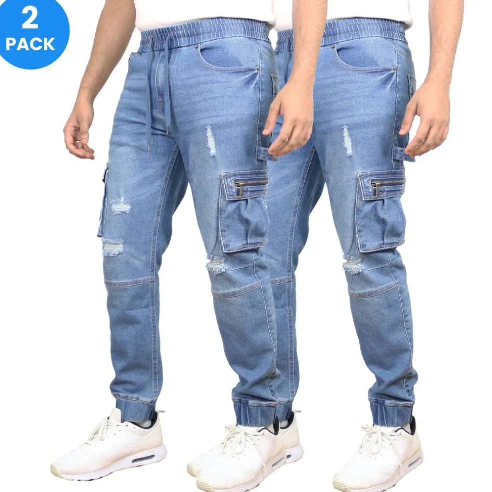 Blue Ice Men's Stretch Cargo Carpenter Jean Jogger-2 Pack
