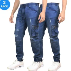 Blue Ice Men's Stretch Cargo Carpenter Jean Jogger-2 Pack