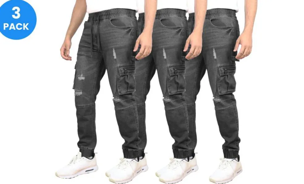 Blue Ice Men's Stretch Cargo Carpenter Jean Jogger-3 Pack