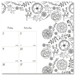 Blueline 12-Month (Jan to Dec): 2026 22 in. x 17 in. Monthly Coloring Artwork Desk Pad Calendar - Black Binding/Clear Corners