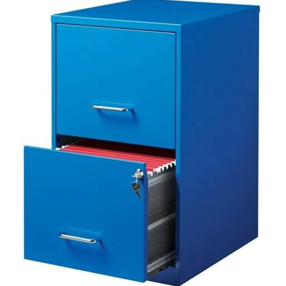 Blue Metal 2-Drawer Vertical Key Locking Heavy Duty Filing Cabinet