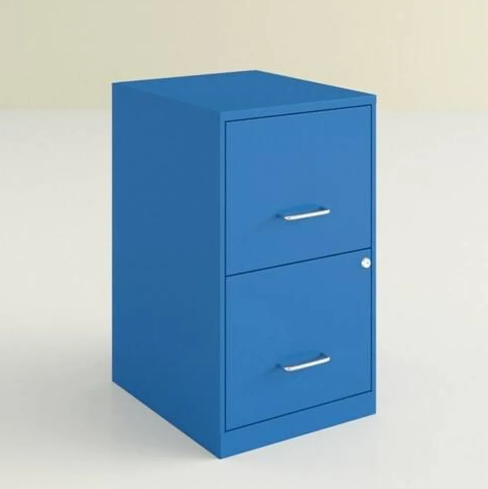 Blue Metal 2-Drawer Vertical Key Locking Heavy Duty Filing Cabinet