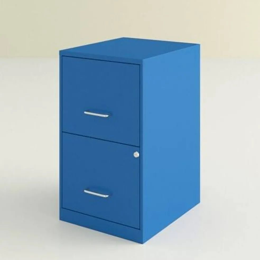 Blue Metal 2-Drawer Vertical Key Locking Heavy Duty Filing Cabinet